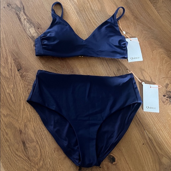 Quince Other - Quince Navy Blue Bikini Set NWT XS Minimalist High Waisted 2 Piece Swim